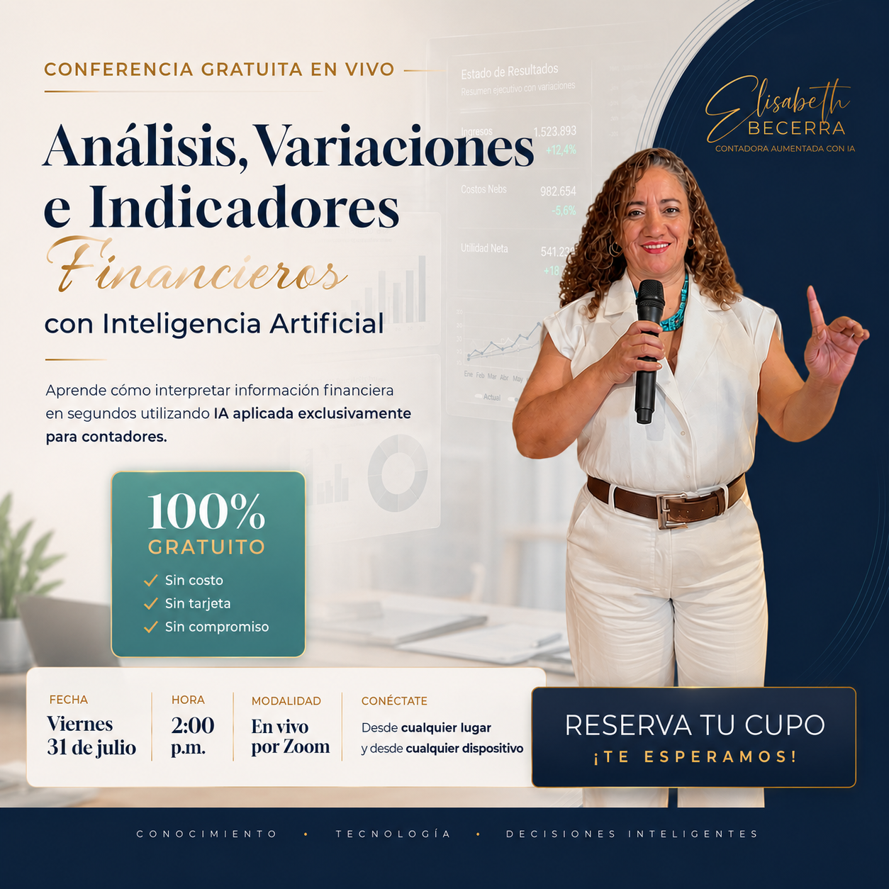 Análisis, variaciones e indicadores financieros con IA — Viernes 31 de julio, 2:00 p.m.