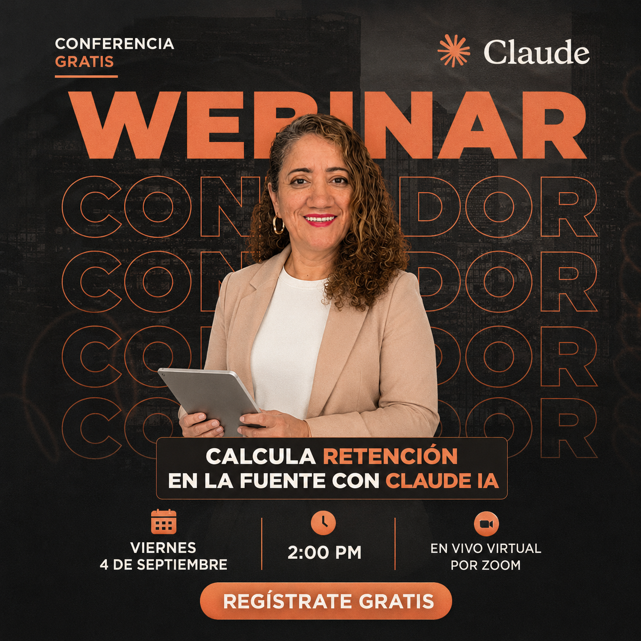 Calcula la retención en la fuente con Claude IA - Viernes 4 de septiembre, 2:00 p.m.